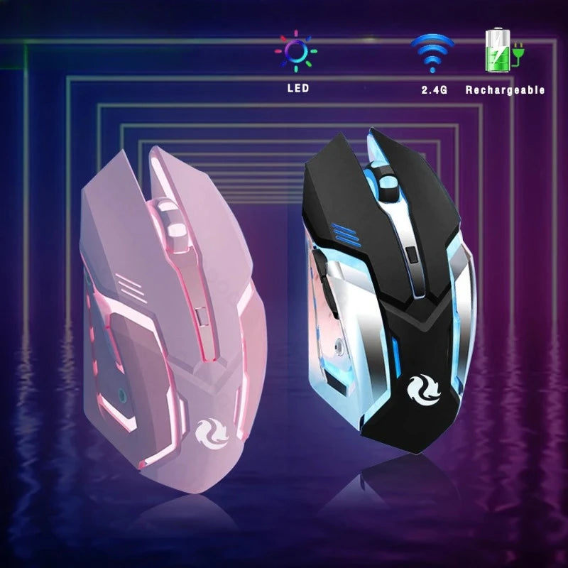Gaming Mouse Rechargeable 2.4GWireless Bluetooth Mouse Mute Erg...