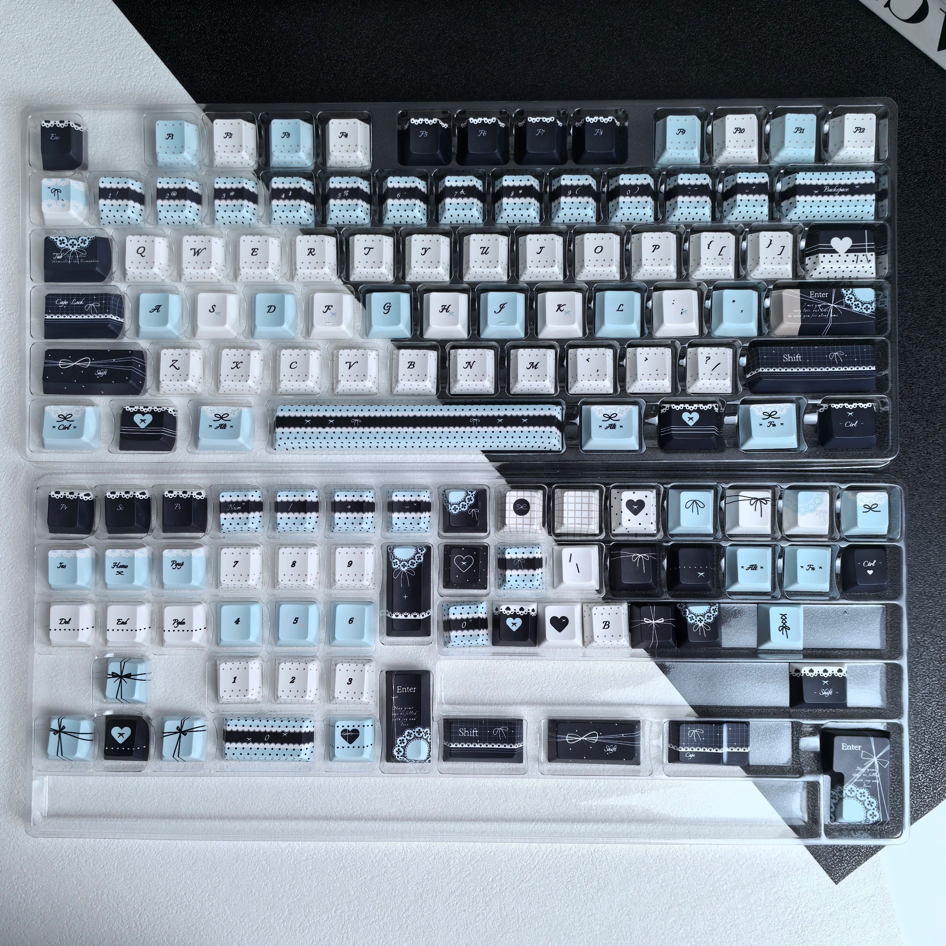 MAIMOOO Lolita Style Keycaps Pbt Moa Cherry Cute Blue Pink Black Customized Sublimation Keycaps AZERTY Alice Layout